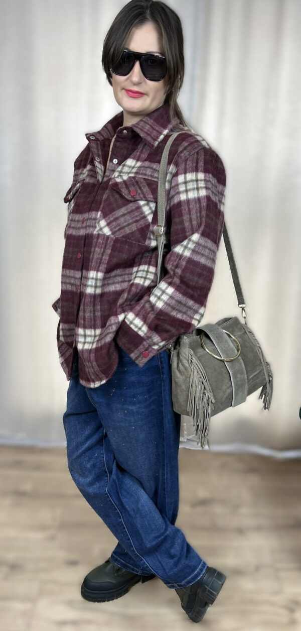 koszula w krate bordo