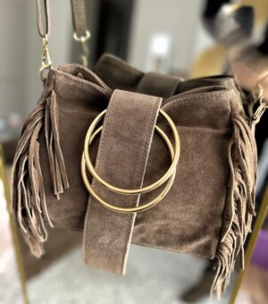 Torba zamszowa z frędzlami