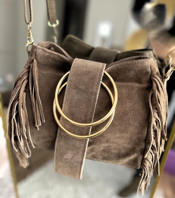 Torba zamszowa z frędzlami