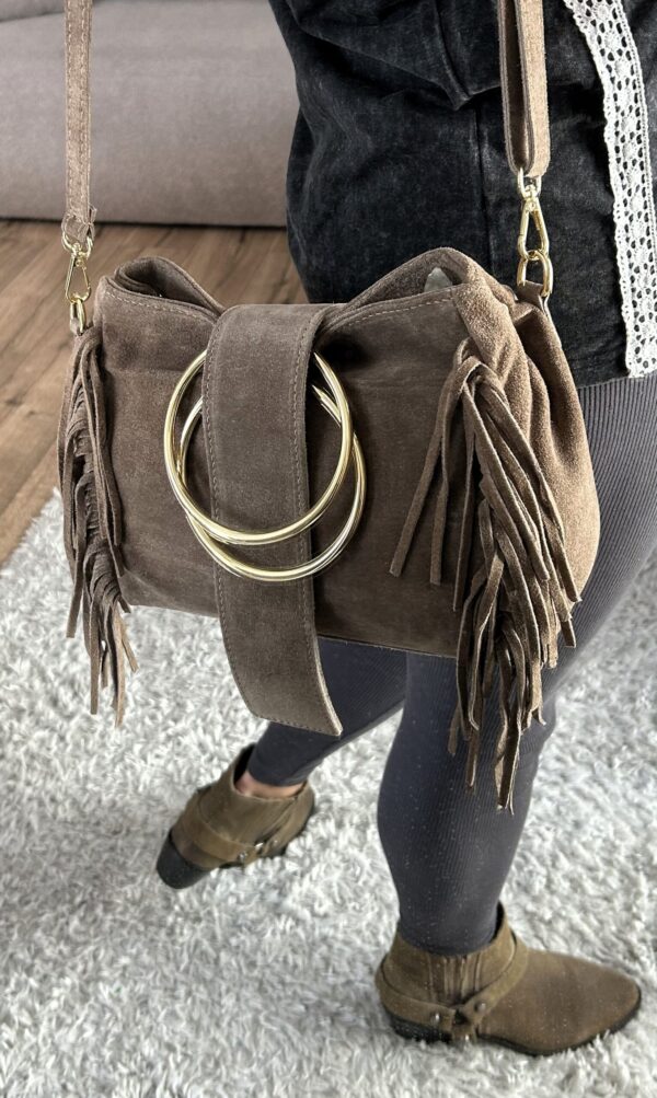 Torba zamszowa z frędzlami