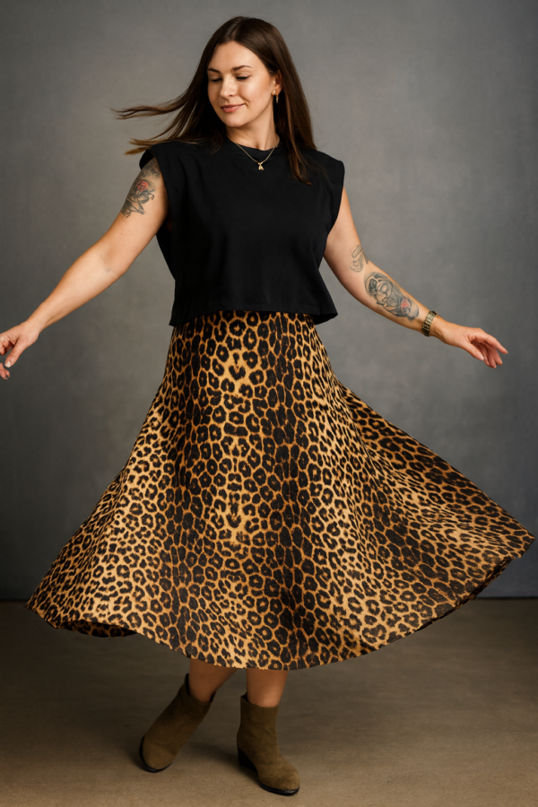 spodnica panterka, dluga spodnica, spodnica maksi, spodnica maxi, spodnica wiskozowa