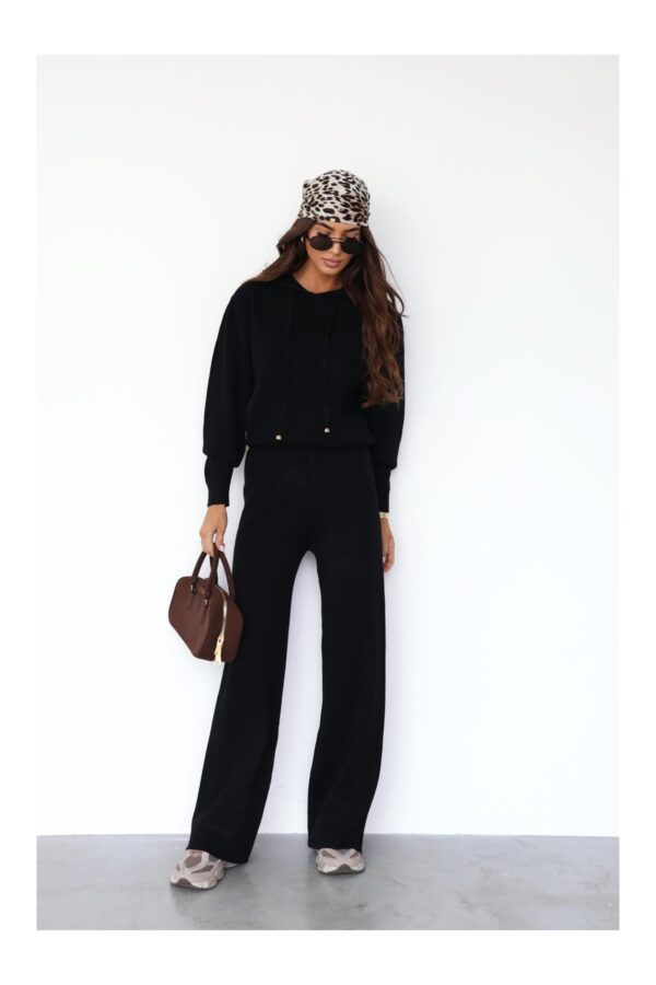 komplet czarny dzianinowy