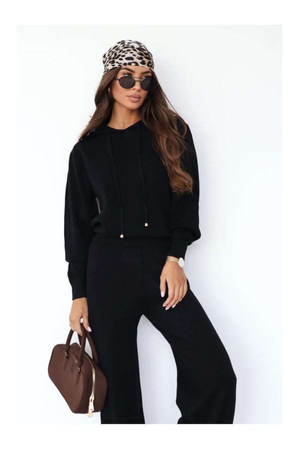 komplet czarny dzianinowy