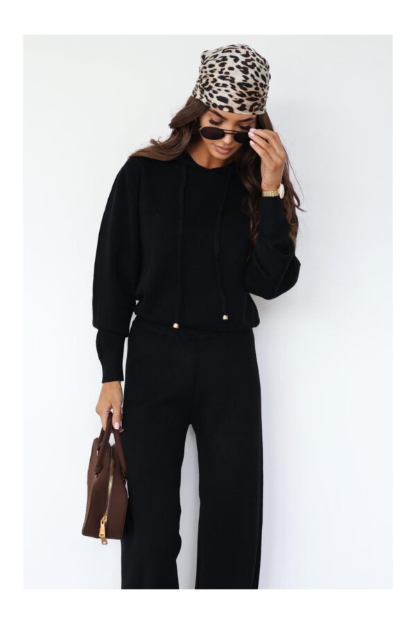 komplet czarny dzianinowy