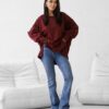 KOMPLET Bluza oversize Gaya bordo i spodnie Flex