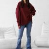 KOMPLET Bluza oversize Gaya bordo i spodnie Flex
