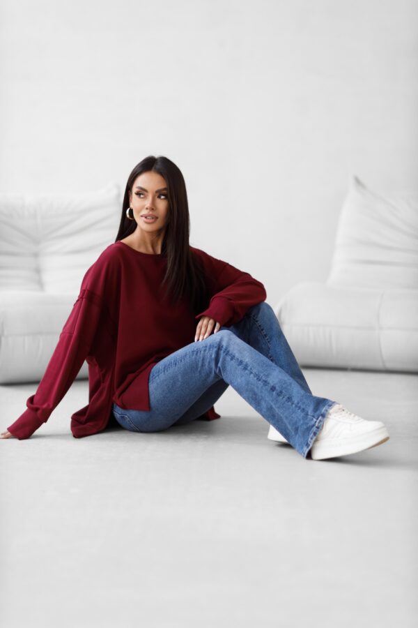 KOMPLET Bluza oversize Gaya bordo i spodnie Flex
