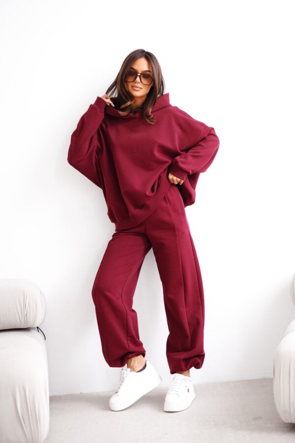 KOMPLET Bluza oversize Gaya bordo i spodnie Flex