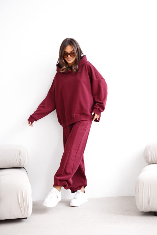 KOMPLET Bluza oversize Gaya bordo i spodnie Flex