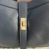 Torba elegance dark denim skorzana, made in italy, z paskiem, duza
