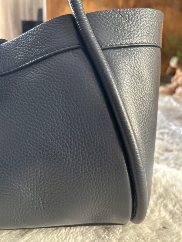 Torba elegance dark denim skorzana, made in italy, z paskiem, duza