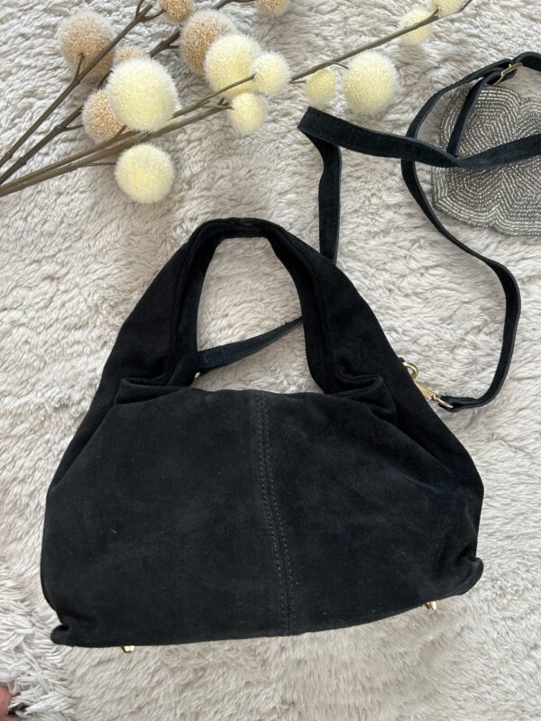 torba pocket zamsz czarna mała torba made in italy zamsz naturalny na pasku