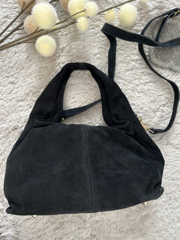 torba pocket zamsz czarna mała torba made in italy zamsz naturalny na pasku