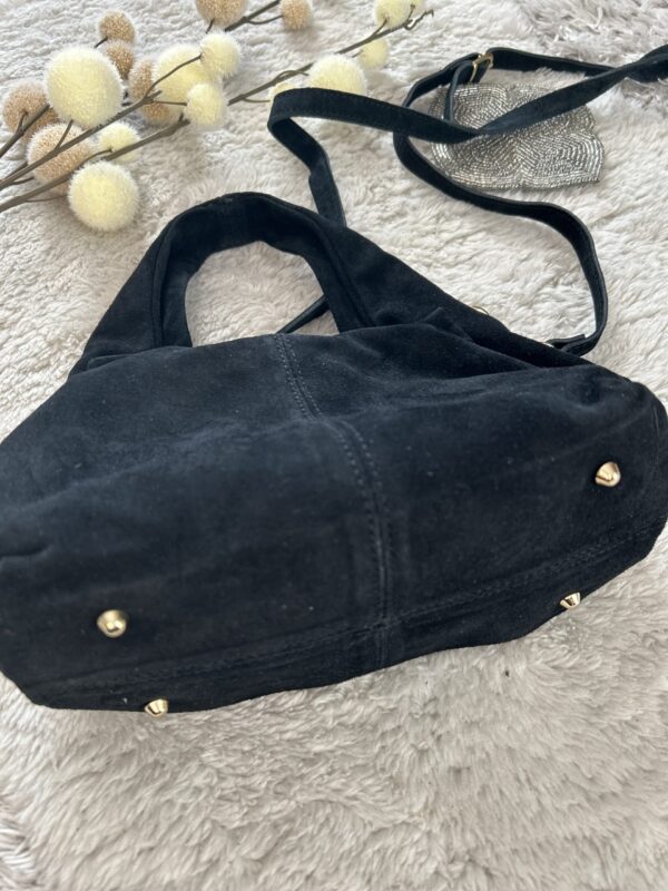 torba pocket zamsz czarna mała torba made in italy zamsz naturalny na pasku