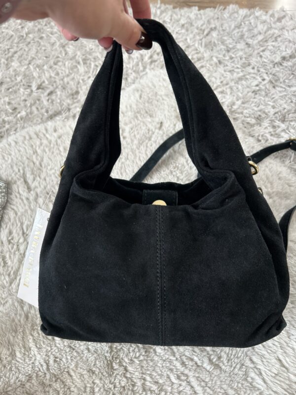 torba pocket zamsz czarna mała torba made in italy zamsz naturalny na pasku