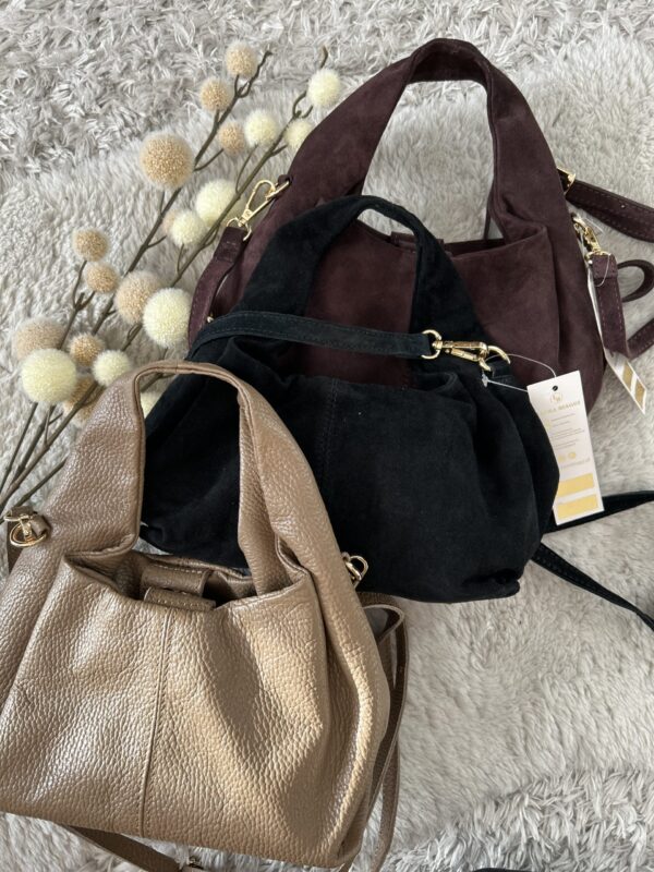 torba pocket zamsz czarna mała torba made in italy zamsz naturalny na pasku