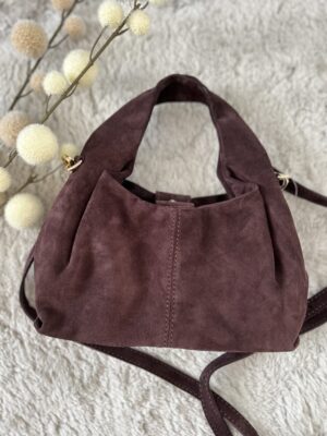 torba pocket zamsz bordo mała torba made in italy zamsz naturalny na pasku