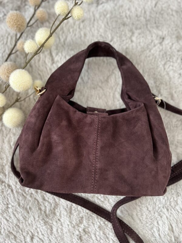 mała torba made in italy zamsz naturalny na pasku