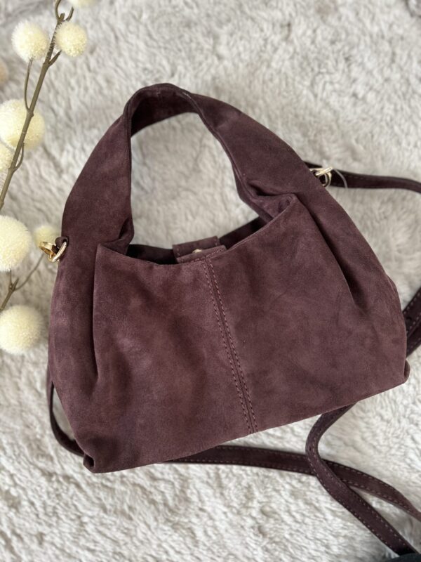 mała torba made in italy zamsz naturalny na pasku