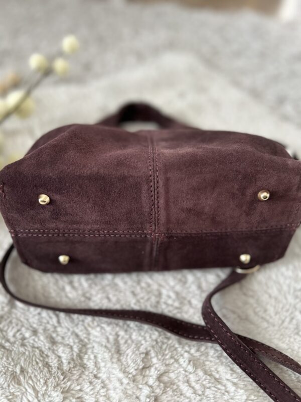 mała torba made in italy zamsz naturalny na pasku