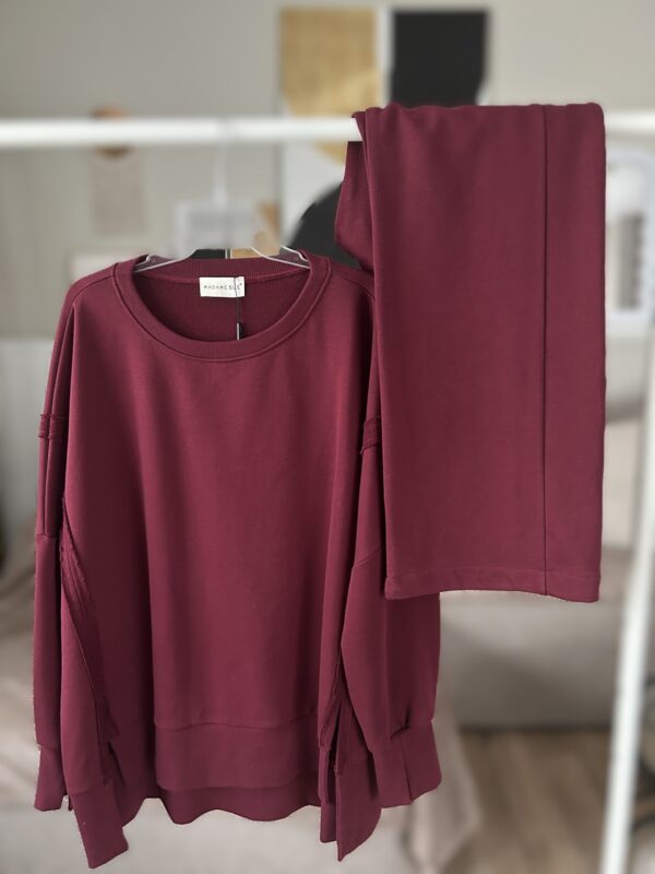 KOMPLET Bluza oversize Gaya bordo i spodnie Flex