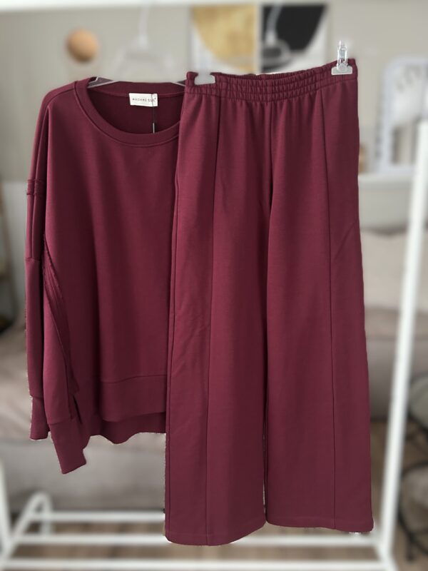 KOMPLET Bluza oversize Gaya bordo i spodnie Flex