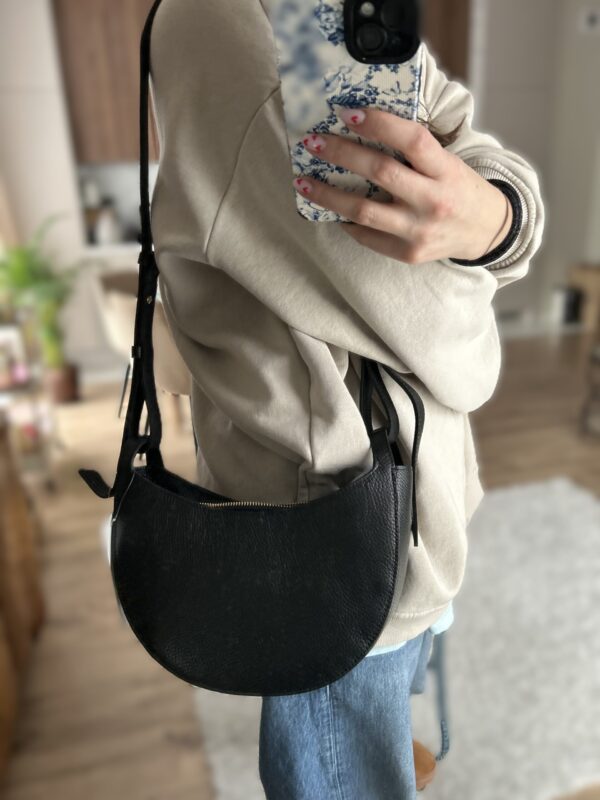 torba Luna Black torba skórzana made in poland na pasku skóra naturalna